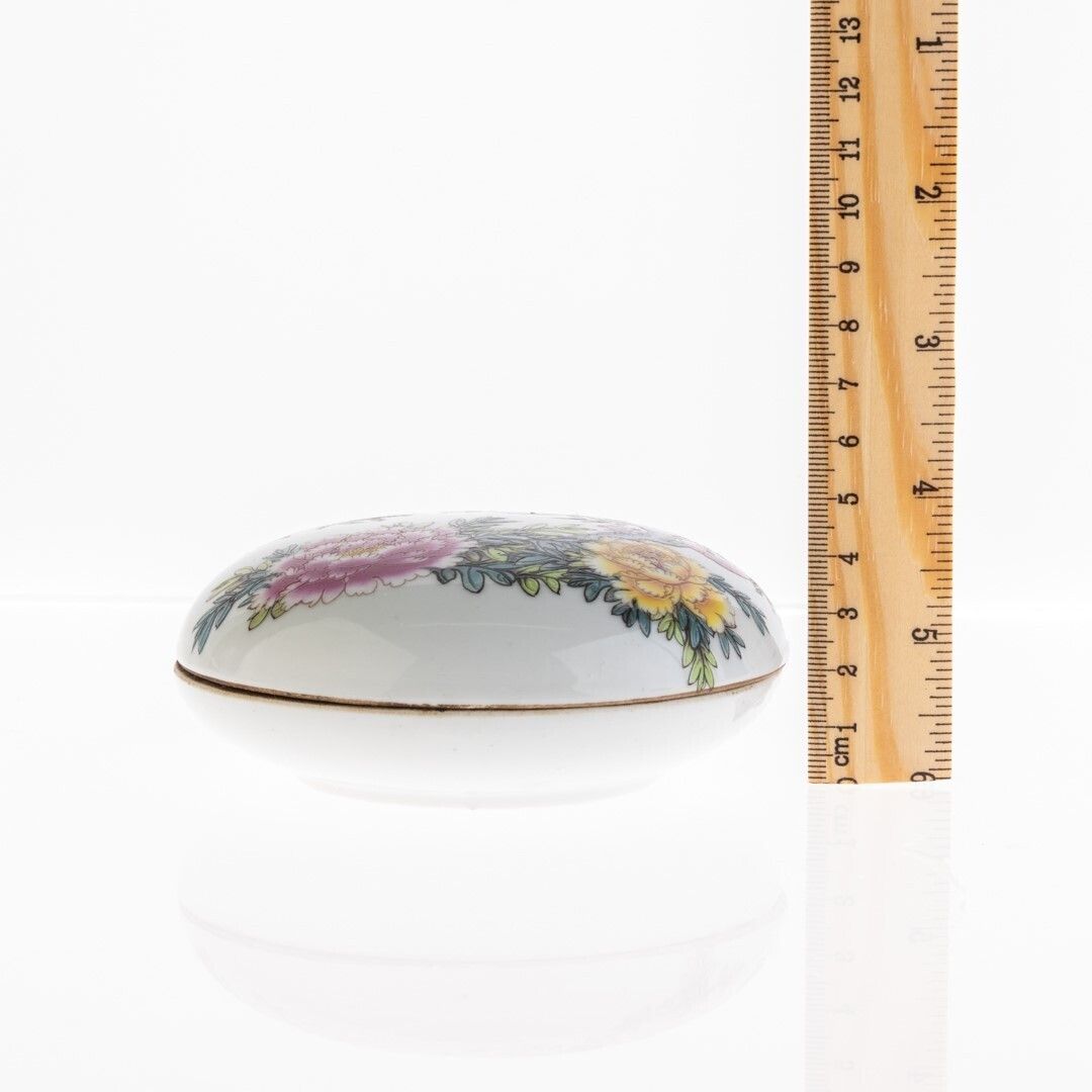 Chinese Famille Rose Plums And Blossoms Porcelain Ceramic Lidded Box photo for sale