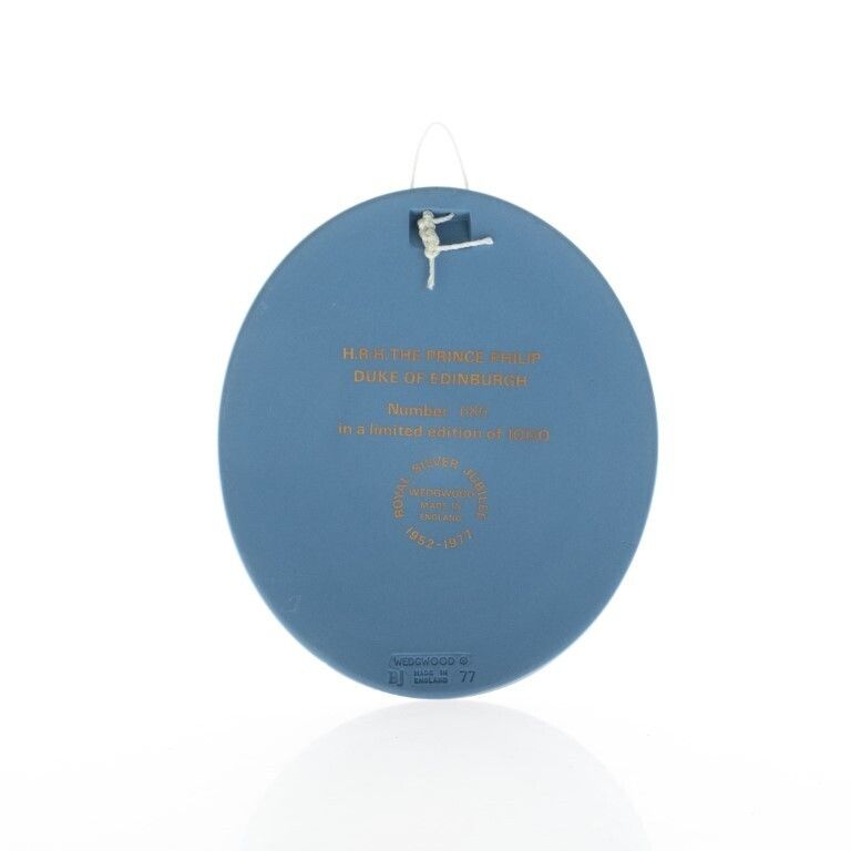 Wedgwood Blue Jasperware Ceramic Porcelain Prince Philip Portrait Medallion Plaque photo Art