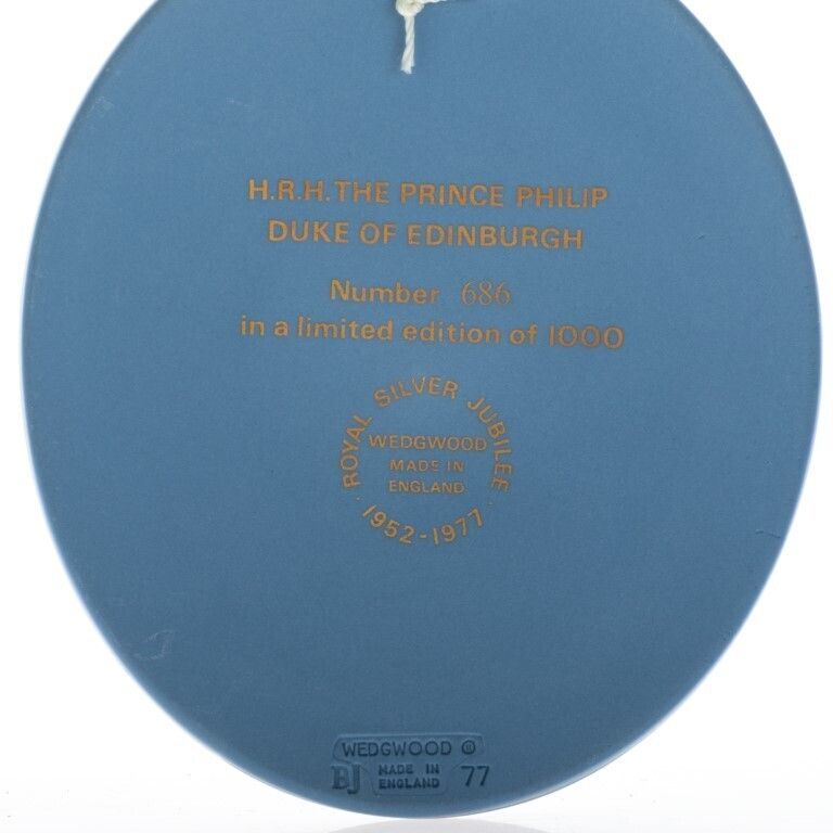 Wedgwood Blue Jasperware Ceramic Porcelain Prince Philip Portrait Medallion Plaque photo 85.0