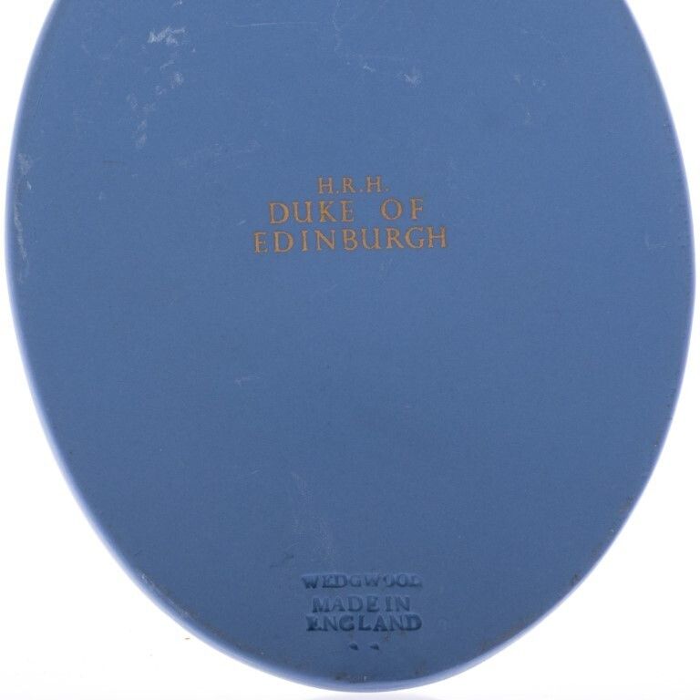 Wedgwood Blue Jasperware Ceramic Porcelain Duke Of Edinburgh Portrait Medallion Laurel Leaf Plaque photo 85.0