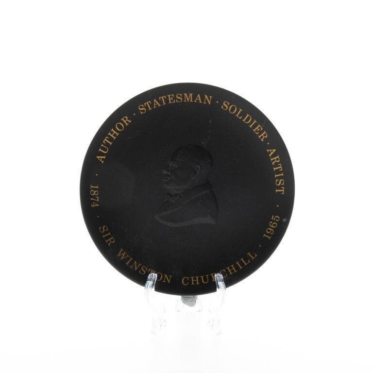 Wedgwood Black Basalt Jasperware Ceramic Porcelain Sir Winston Churchill Centenary Plate