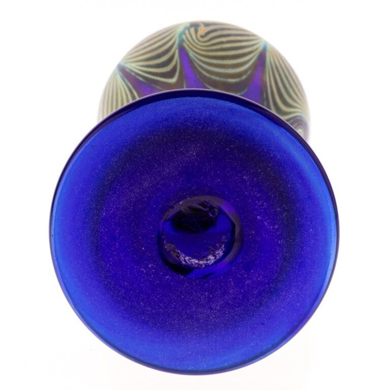 Loetz Style Signed Keith Bowlby Iridescent Hand Blown Studio Glass Vase photo furniture
