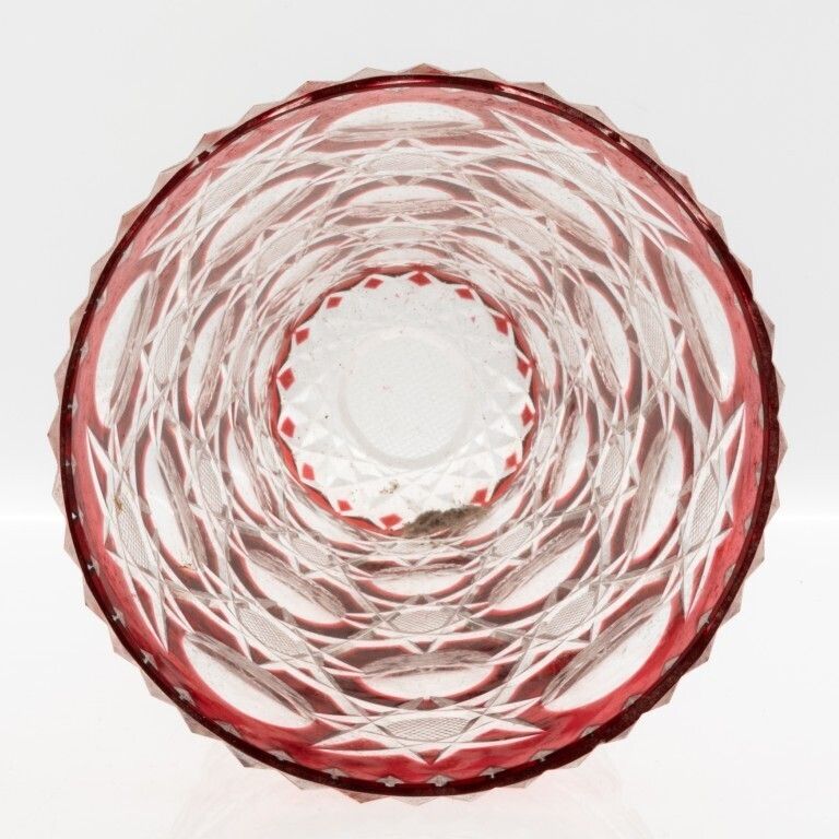 Mid Century Czech Bohemian Cranberry Red Cut Crystal Glass Vase photo furniture