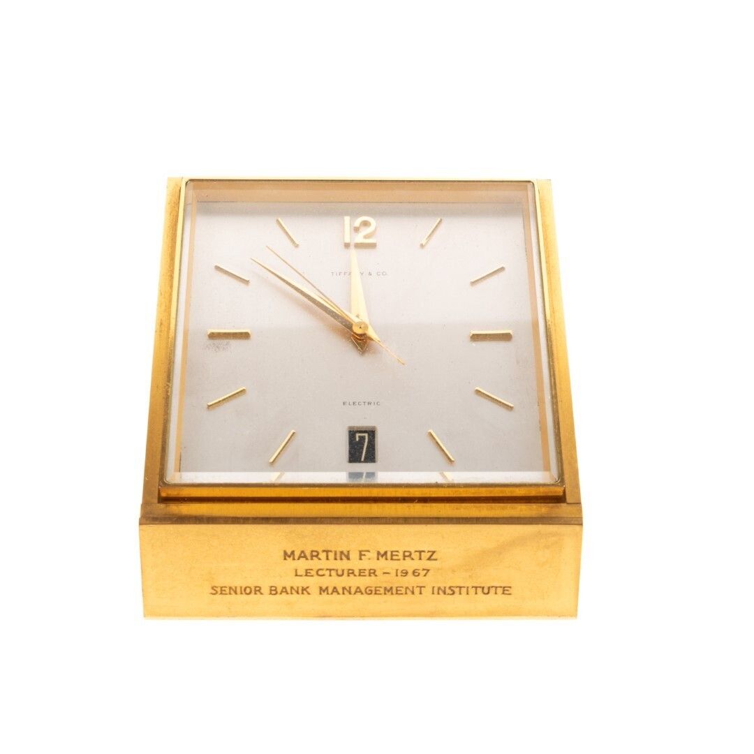 Vintage Tiffany & Co Vintage Brass Desk Date Clock