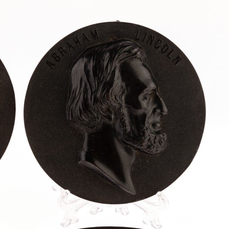 Antique Set Of Four Bois Durci Medallion Wall Portrait Plaques 19th Century photo for sale