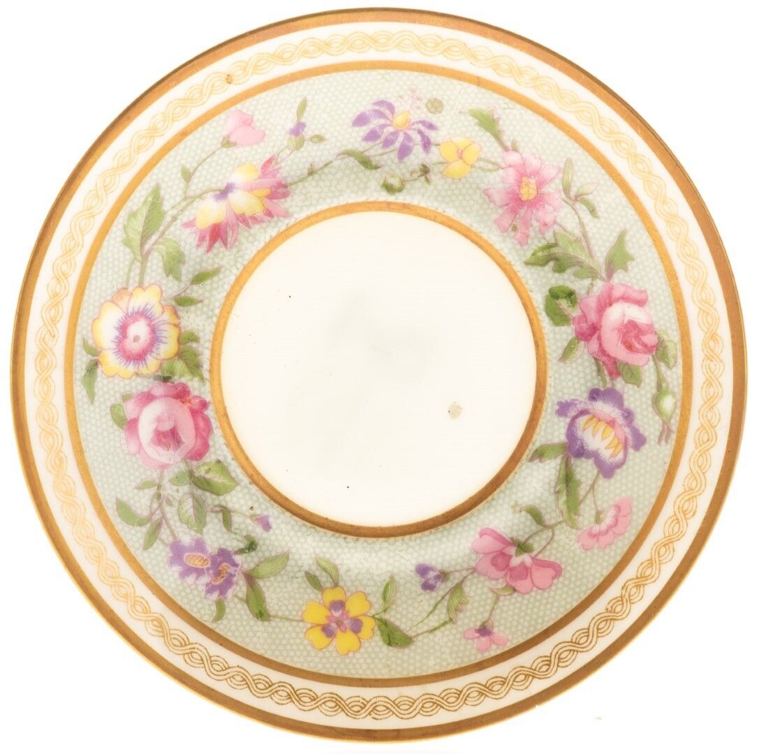 Antique French Charles Ahrenfeldt Limoges Fine Gilt Porcelain Floral Saucer Early 20th Century