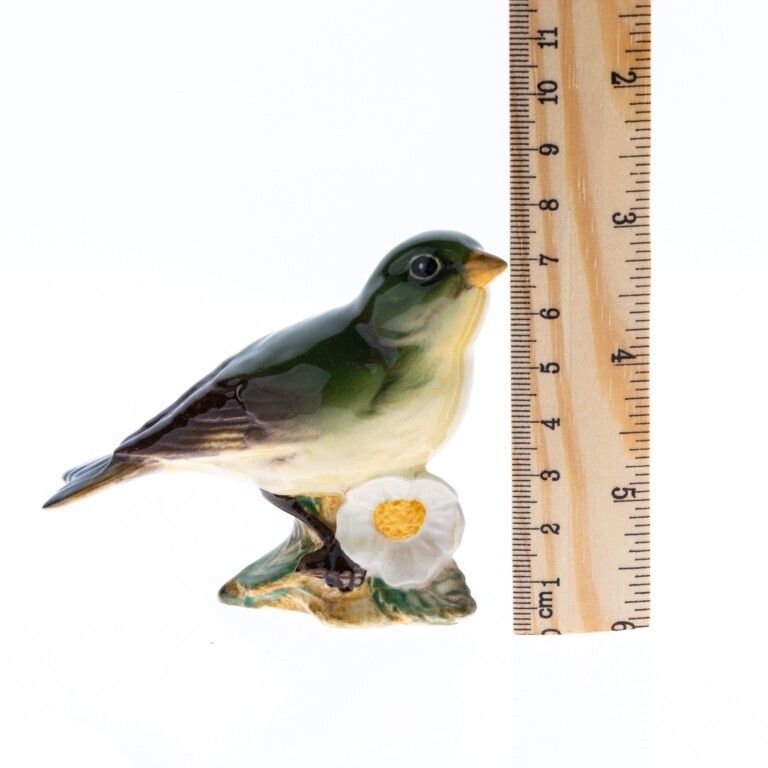 Mid Century Beswick Hand Painted Porcelain Ceramic Pottery Greenfinch Bird Figure photo for sale