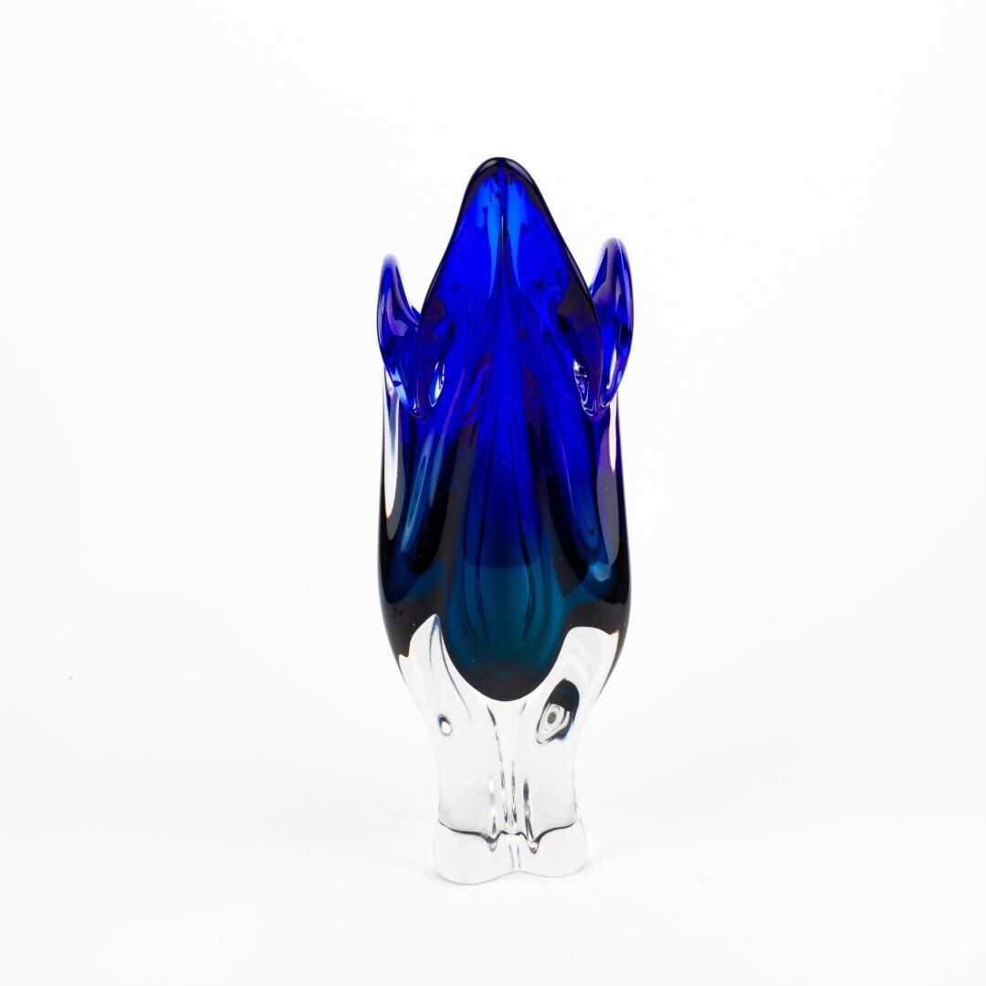 Mid Century Josef Hospodka For Chribska Czech Blue Glass Vase photo Home Decor