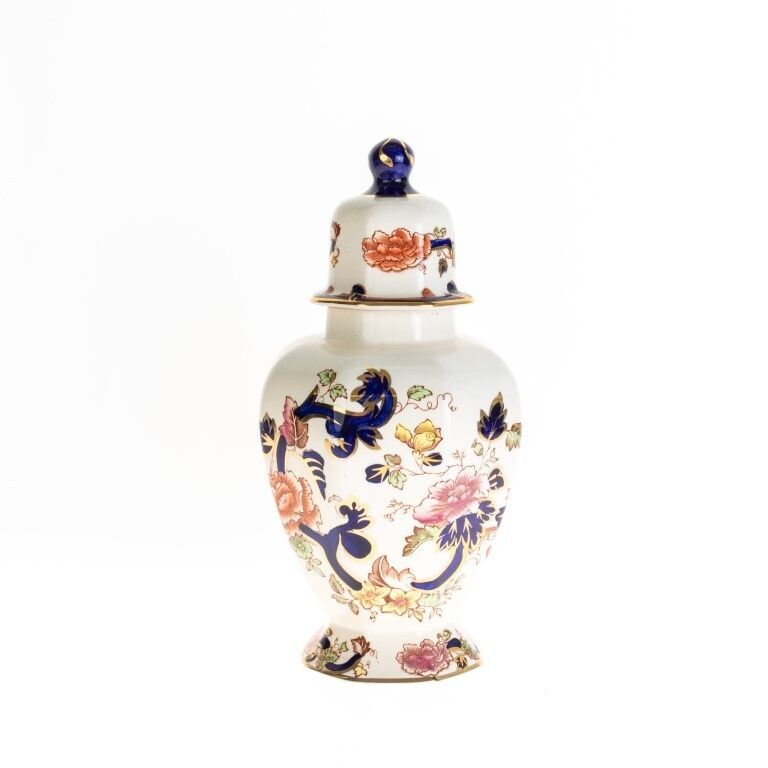 Mid Century Mason’s Ironstone Ceramic Pottery Imari Palette Mandalay Lidded Vase