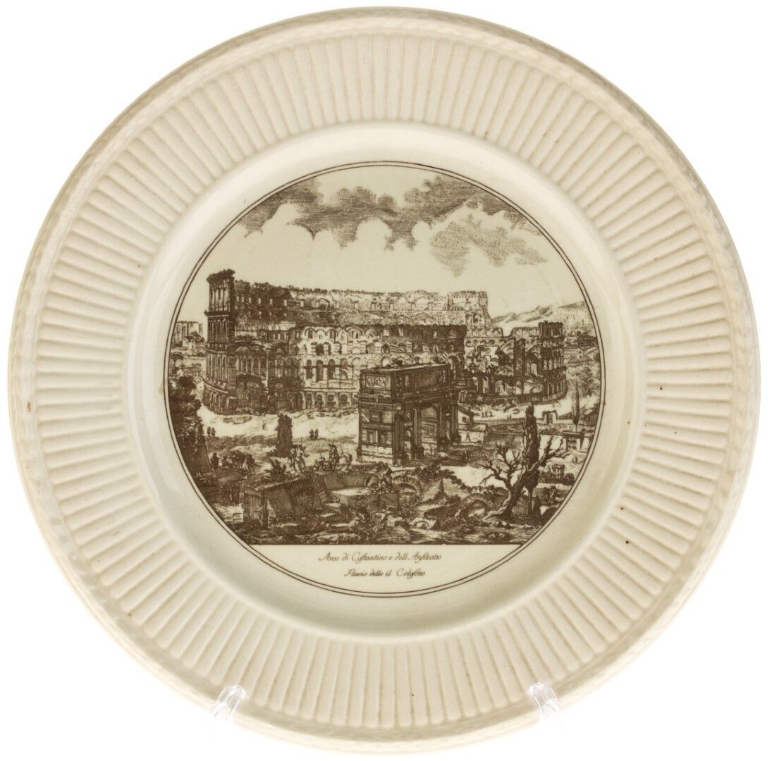 Late Art Deco Wedgwood Creamware Ceramic Pottery “The Arch Of Constantine And The Colosseum” Plate