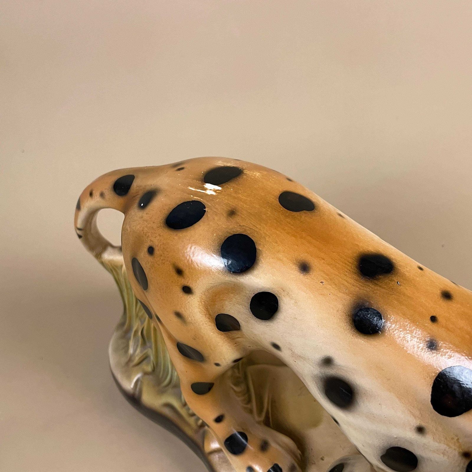 Vintage Ceramic Leopard Ornament Big Cat Display Statue Figurine Maximalist Animal Safari Cheetah Spotted photo buy