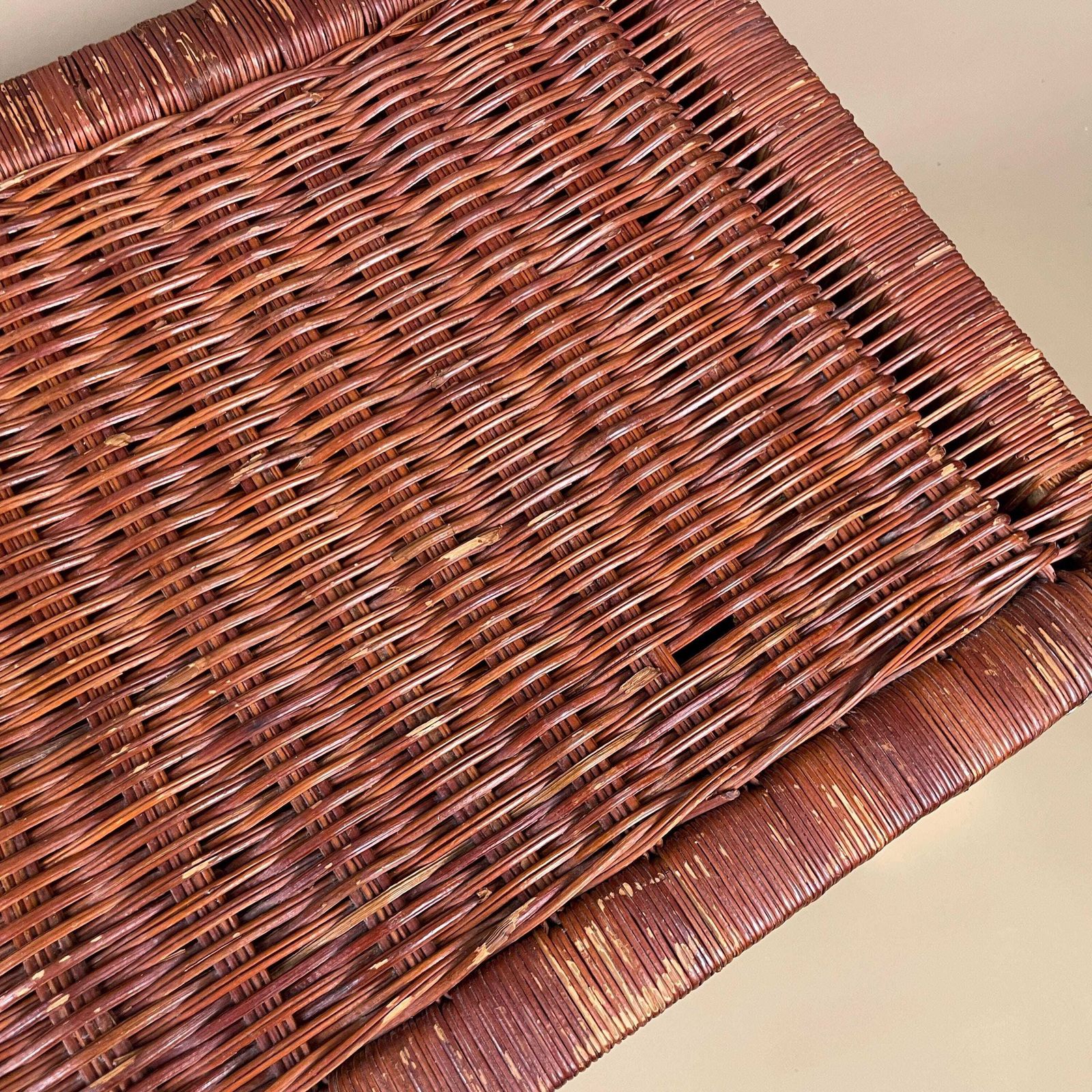 Antique Oriental Chinese Rectangle Basket Trunk Chest Storage Box Woven Wicker Brown Wooden Vintage Wood Brown Cottage Farmhouse Toy Lidded photo vintage