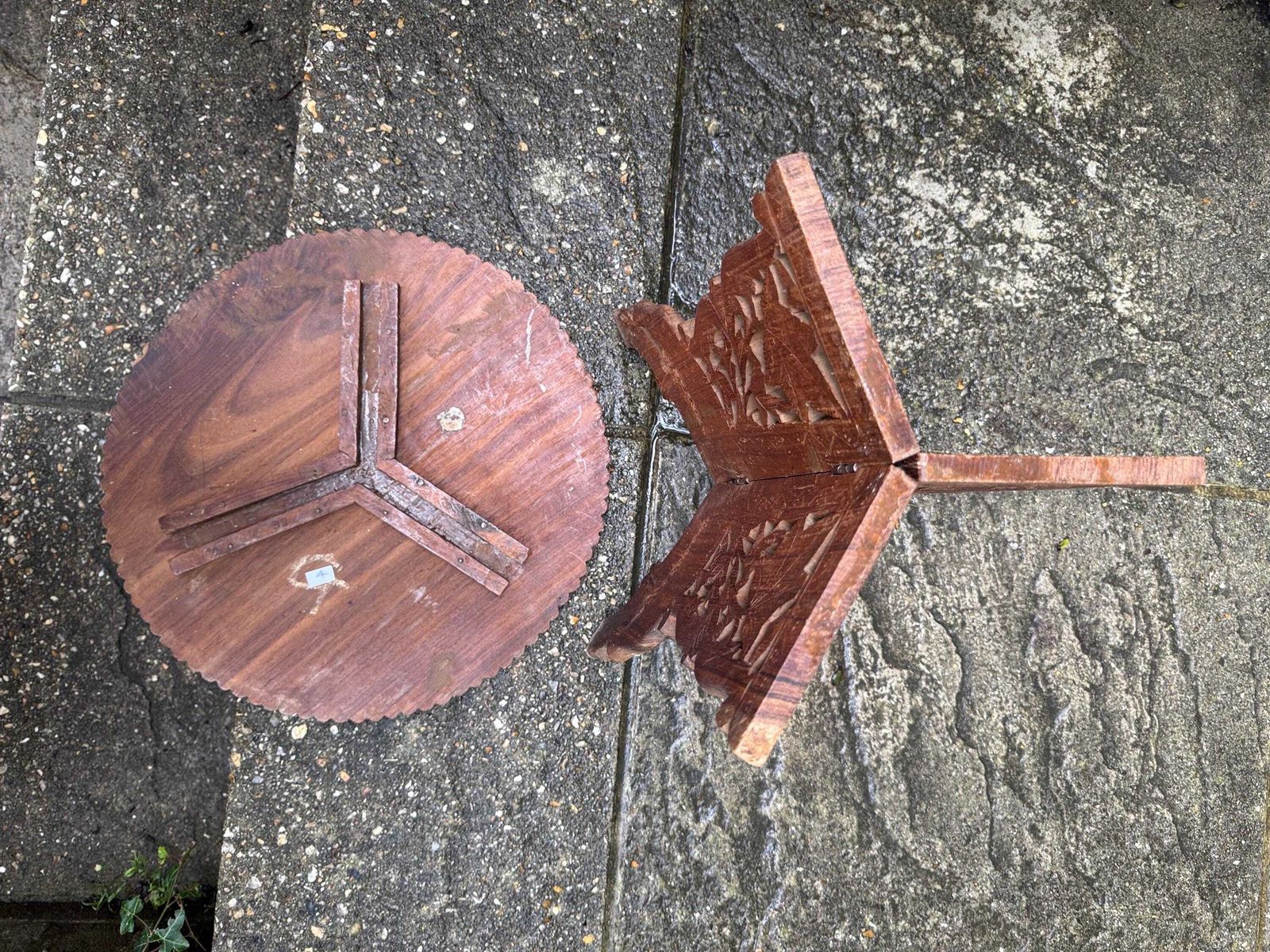 photo for sale Delightful Vintage Carved Table, Wooden Vintage Table Or Plant Stand, Space Saving Display Table/Stand   Attractive Carved Wooden Table