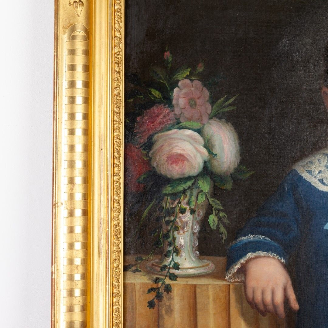 Portuguese Full Length Portrait Oil Painting On Canvas Depicting A Royal Child 19th Century photo for sale