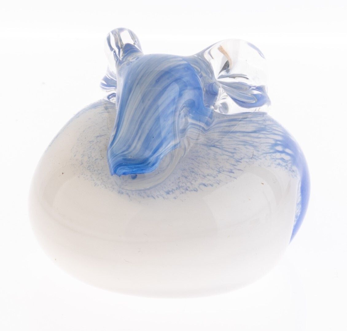 Mid Century Hand Blown Studio Glass Paperweight Modelled As A Ram Sheep