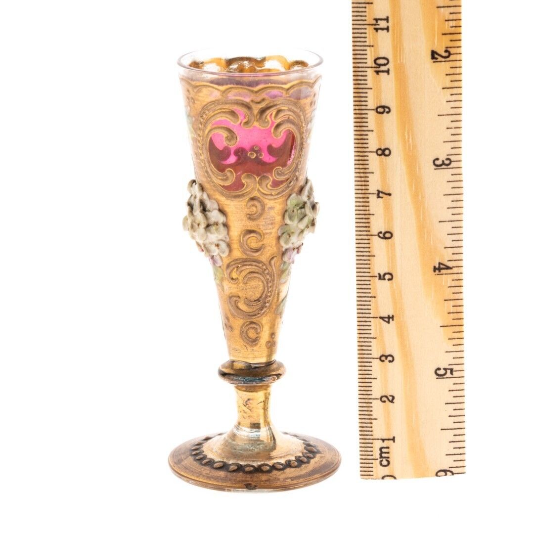 Antique Murano Hand Blown And Gilt Enameled Venetian Liqueur Glass photo for sale