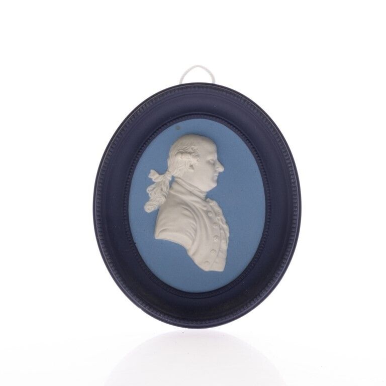 Wedgwood Blue Jasperware Ceramic Porcelain Thomas Bentley Portrait Medallion Plaque
