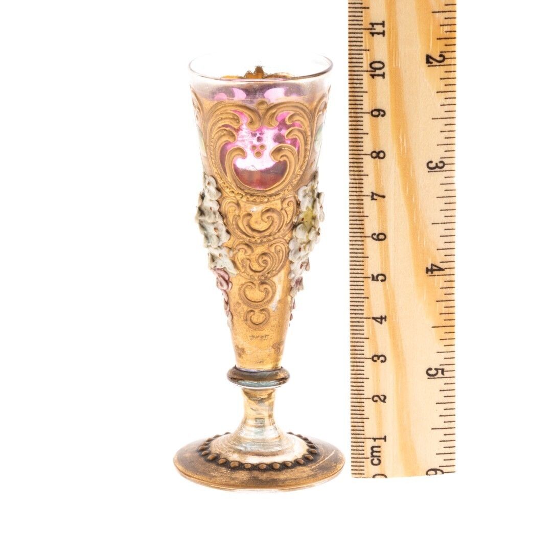 Antique Murano Hand Blown And Gilt Enameled Venetian Liqueur Glass photo for sale
