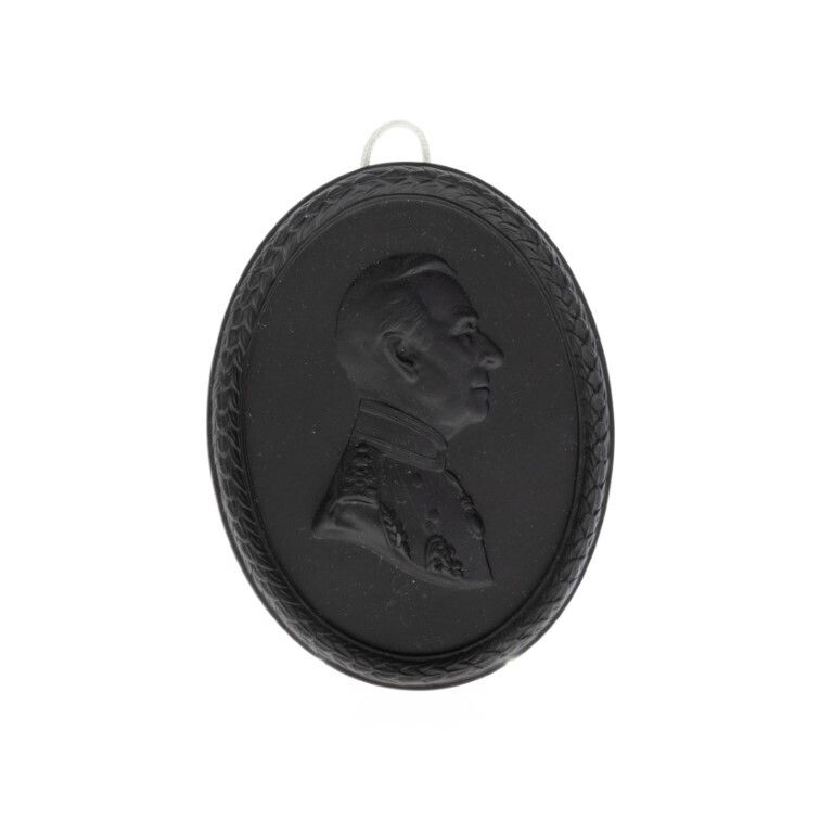 Wedgwood Black Basalt Jasperware Ceramic Porcelain Earl Mountbatten Of Burma Portrait Medallion