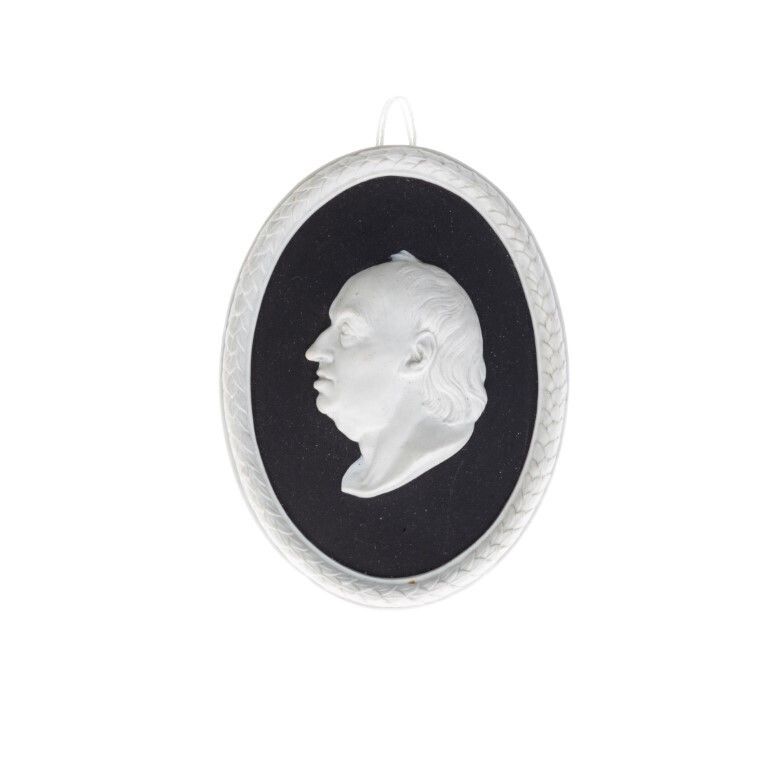 Wedgwood Black Basalt Jasperware Ceramic Porcelain DR Samuel Johnson Portrait Medallion