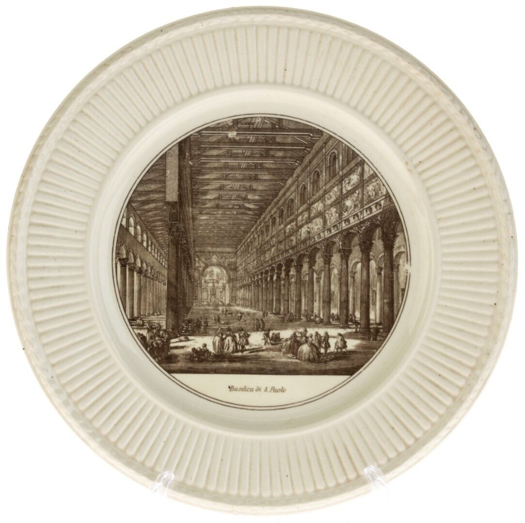 Late Art Deco Wedgwood Creamware Ceramic Pottery “Interior Of Saint Paul Outside The Walls” Plate