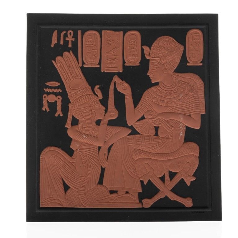 Limited Edition Wedgwood Black Basalt Jasperware & Terracotta Egyptian Style Wall Plaque photo furniture