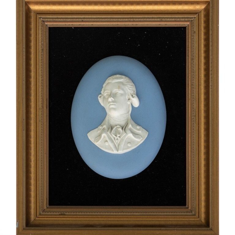 Wedgwood Blue Jasperware Ceramic Porcelain Framed Portrait Medallion Wall Plaque photo furniture