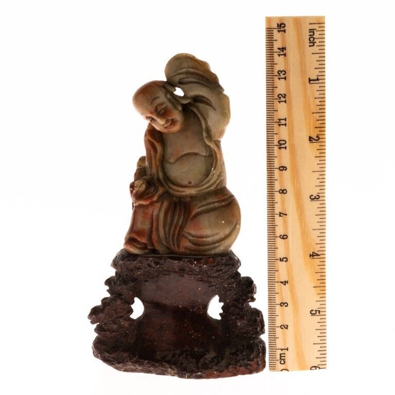 Mid Century Chinese Shoushan Stone Carving Sculpture Of Buddha photo furniture