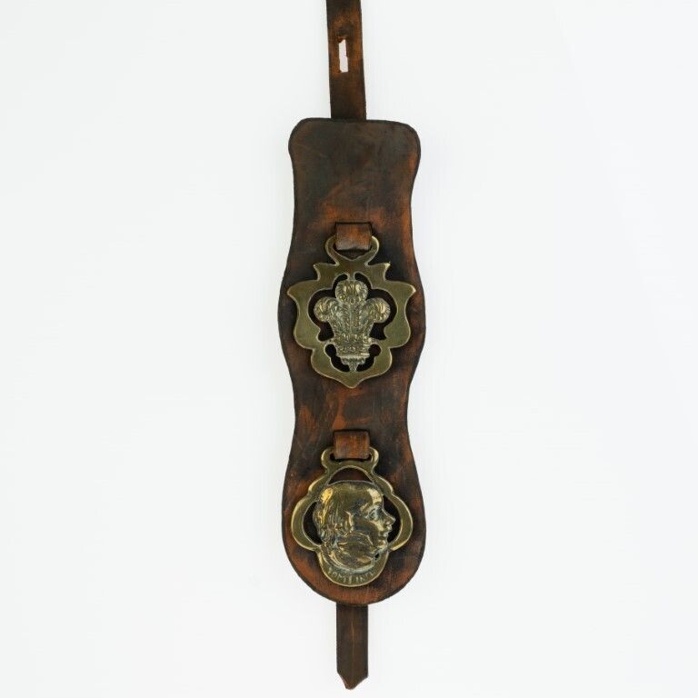 Antique Horse Brass Medallions On Leather Strap