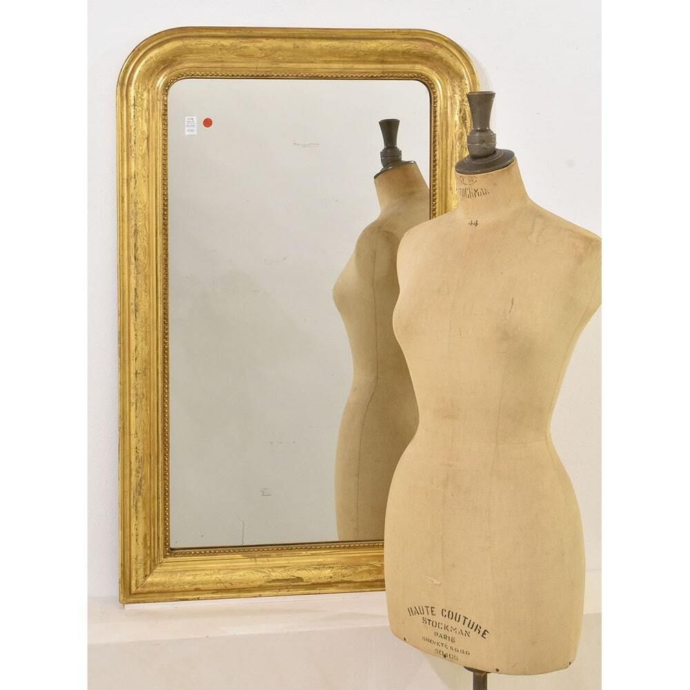 Antique Louis Philippe Mirror, Gilded Wall Mirror, Antique Gold Leaf Mirror, XIX Century photo furniture