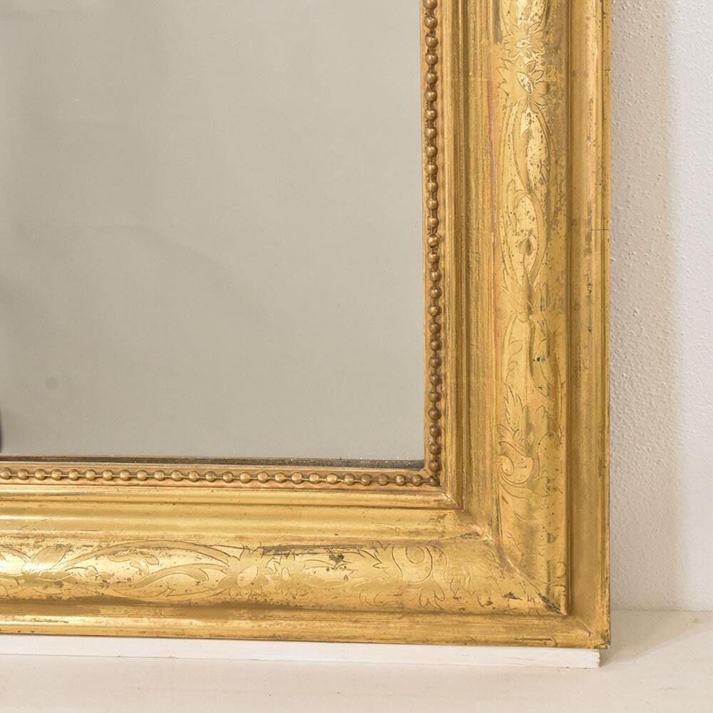 photo furniture Antique Louis Philippe Mirror, Gilded Wall Mirror, Antique Gold Leaf Mirror, XIX Century