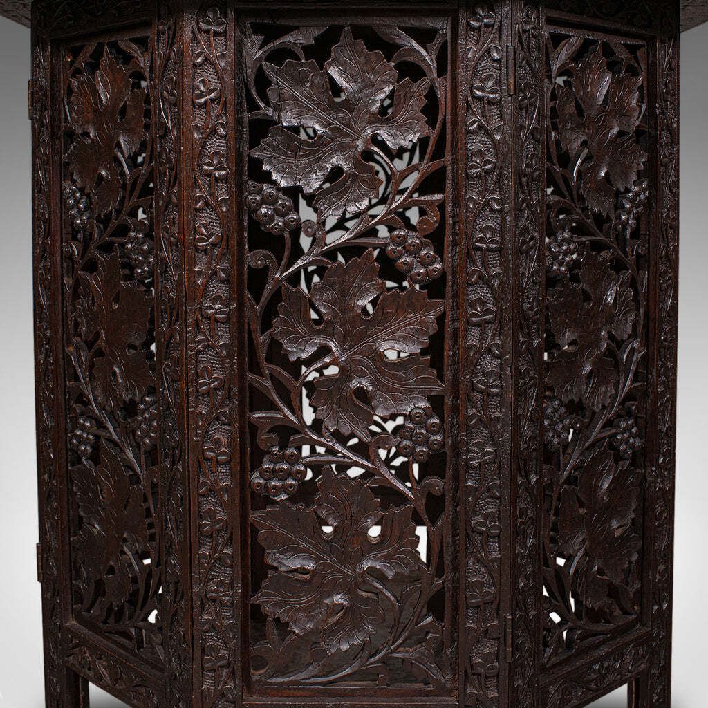 photo for sale Antique Campaign Tea Table, Anglo Indian Teak, Folding, Serving, Victorian, 1900