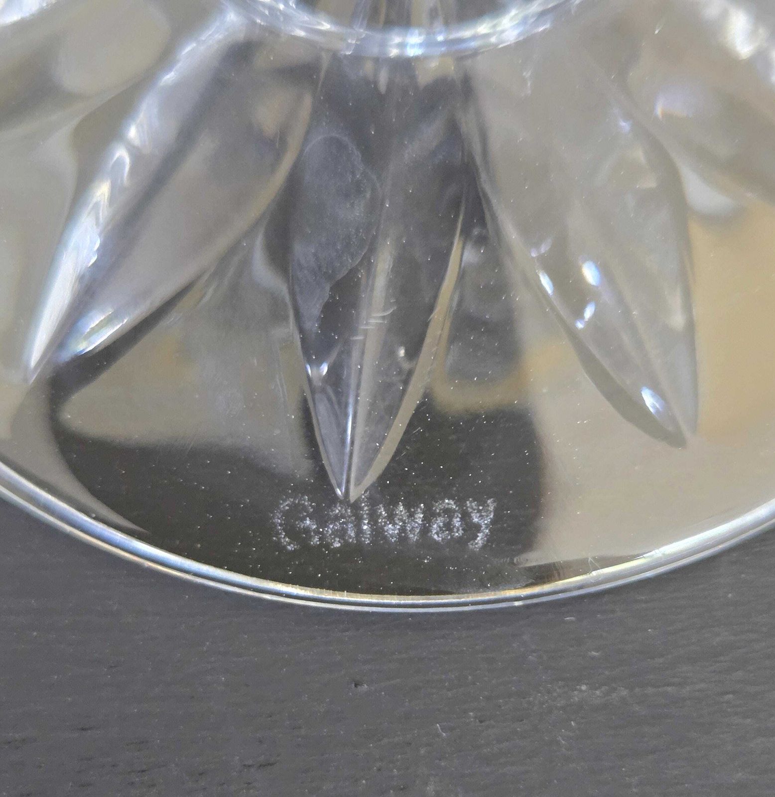 photo for sale A Vintage Set Of 4 Galway Crystal 7 1/8 Inches Red Wine Glasses In Old Clare Pattern, Signed