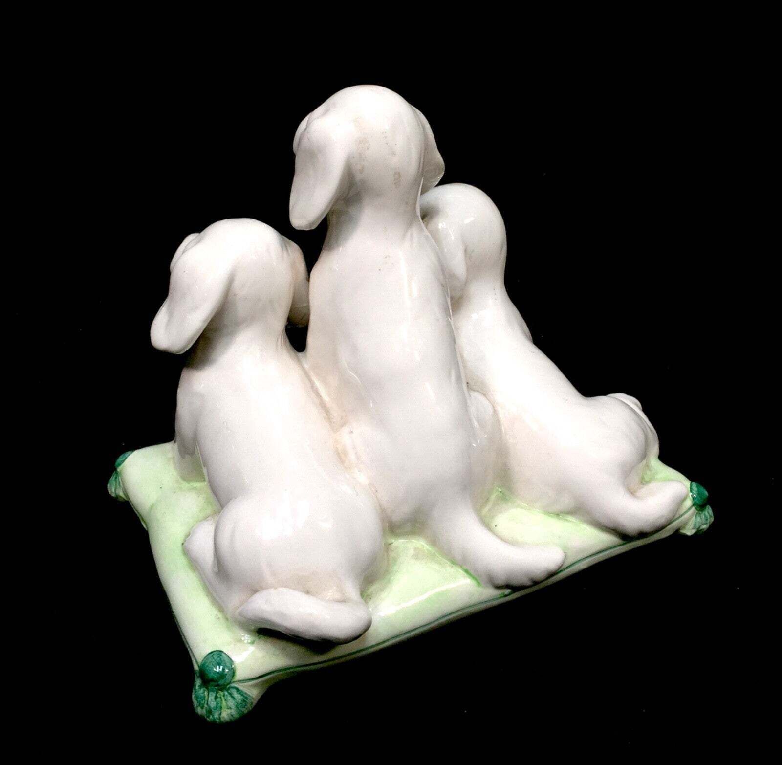 Antique 20th Century Italian Pottery Three Dog Figurine / Spaniel 1960s Vintage photo 99.0