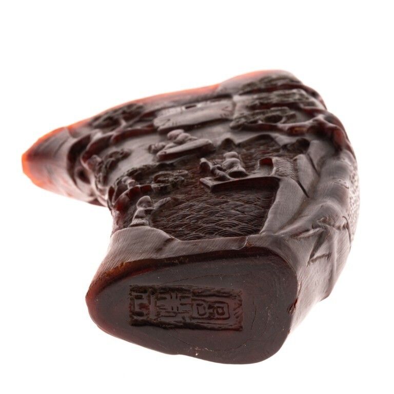Antique Chinese Carved Landscape Buffalo Horn Libation Cup photo furniture