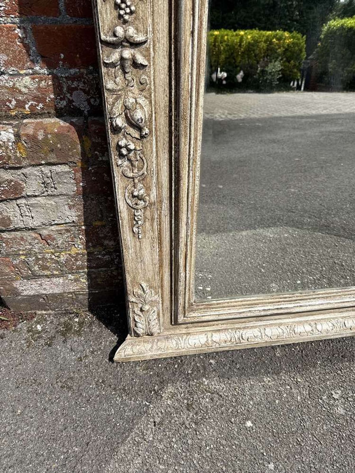 A Highly Impressive Large Antique English 19th C Carved Wood Painted Overmantle Mirror. photo Home Decor