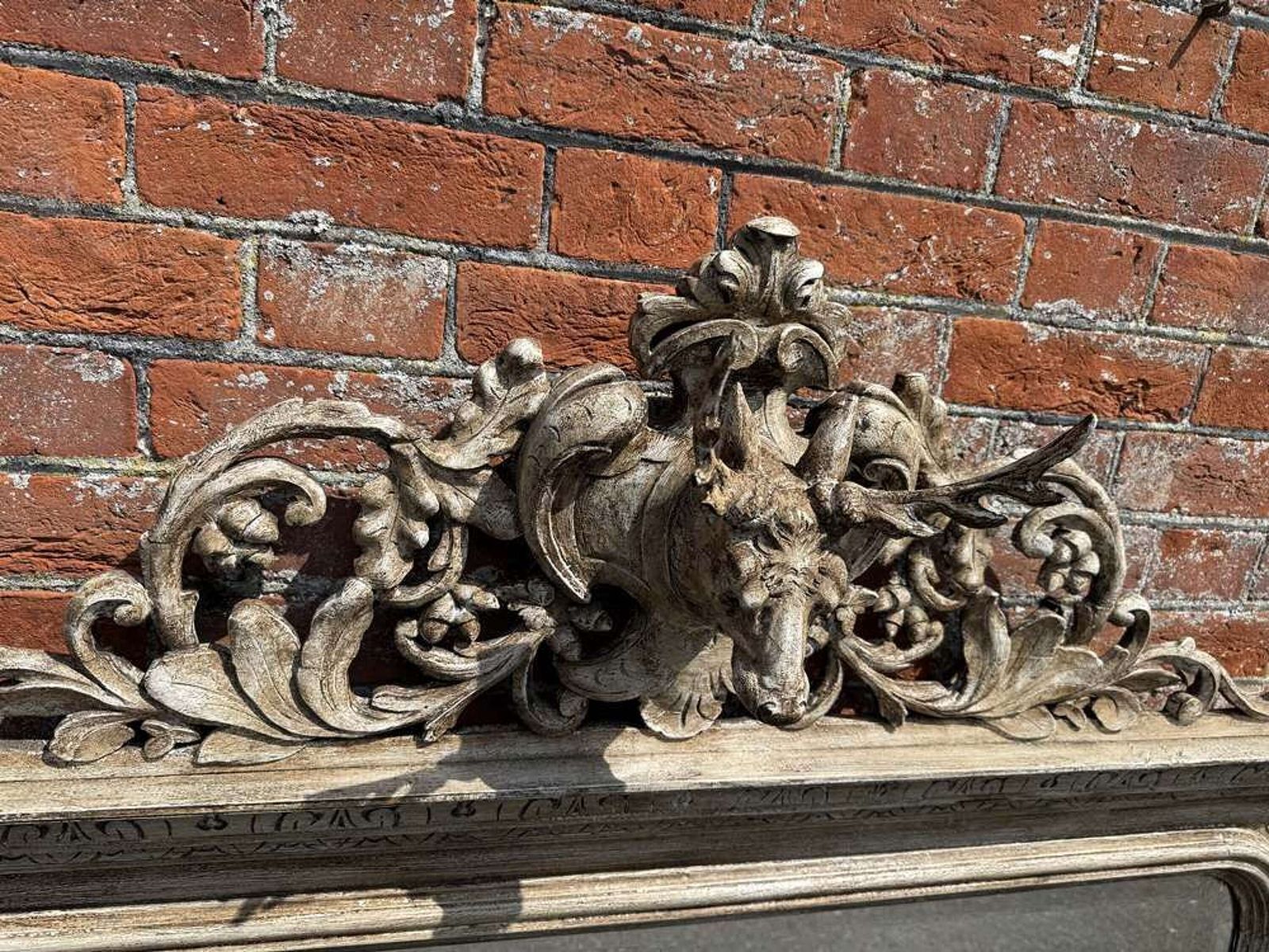 A Highly Impressive Large Antique English 19th C Carved Wood Painted Overmantle Mirror. photo buy