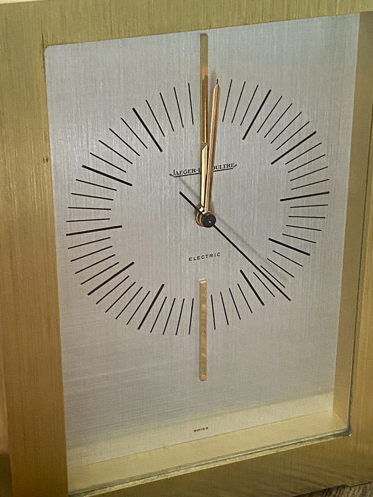 Jaeger Lecoultre 5051 Jlc Jaeger Art Deco Swiss Large Mantel Table Clock Gold Gilt Brass Reverso Polaris Master Control Jaeger Le Coultre Lic Ato 1970 photo vinterior