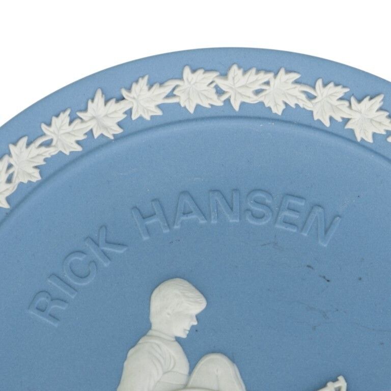 Wedgwood Blue Jasperware Ceramic Porcelain Rick Hansen Man In Motion World Tour Cabinet Plate photo for sale