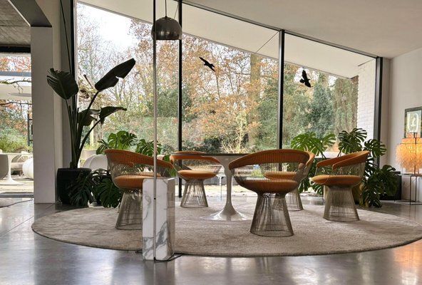 Nickel Plated Armchairs By Warren Platner For Knoll Inc / Knoll International With Hallingdal Upholstery From Kvadrat, 1960s, Set Of 6 photo Furniture