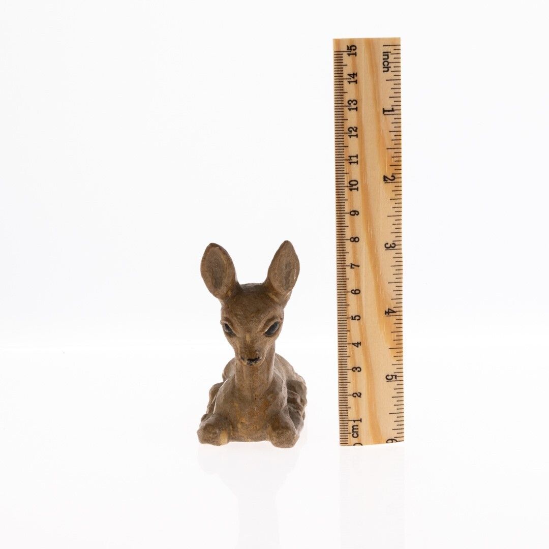 Art Deco British Studio Pottery Ceramic Hand Painted Recumbent Deer Sculpture photo for sale