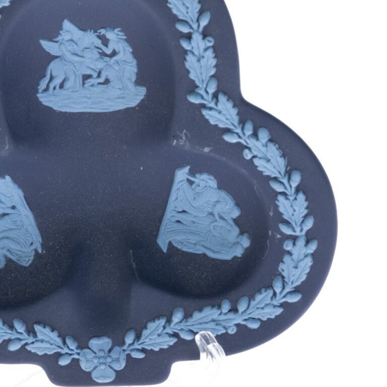 Wedgwood Portland Blue Jasperware Ceramic Porcelain Bas Relief Dish With Shell Spoon photo Home Decor