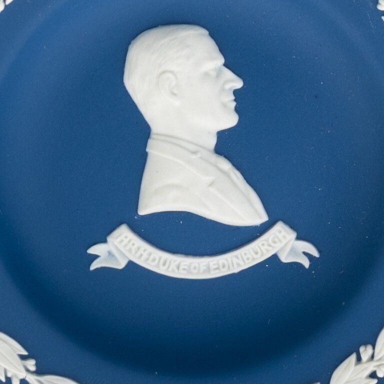 Wedgwood Portland Blue Jasperware Ceramic Porcelain Duke Of Edinburgh Bas Relief Plate photo for sale