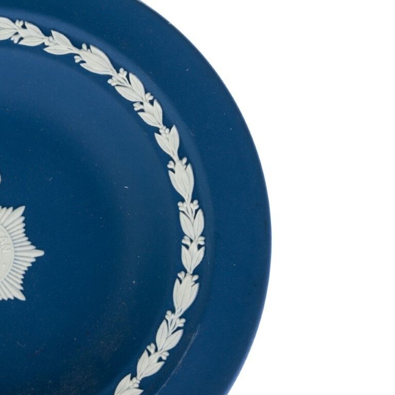 Wedgwood Portland Blue Jasperware Ceramic Porcelain Metropolitan Police Bas Relief Plate photo for sale