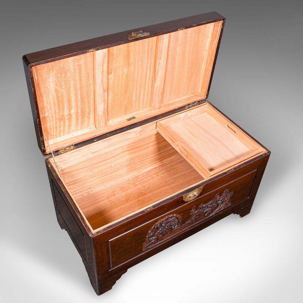 Large Vintage Carved Chest, Hong Kong, Camphorwood, Storage Trunk, Mid Century photo buy