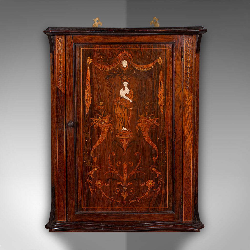Small Antique Corner Cabinet, English, Georgian Revival, Cupboard, Edwardian photo for sale