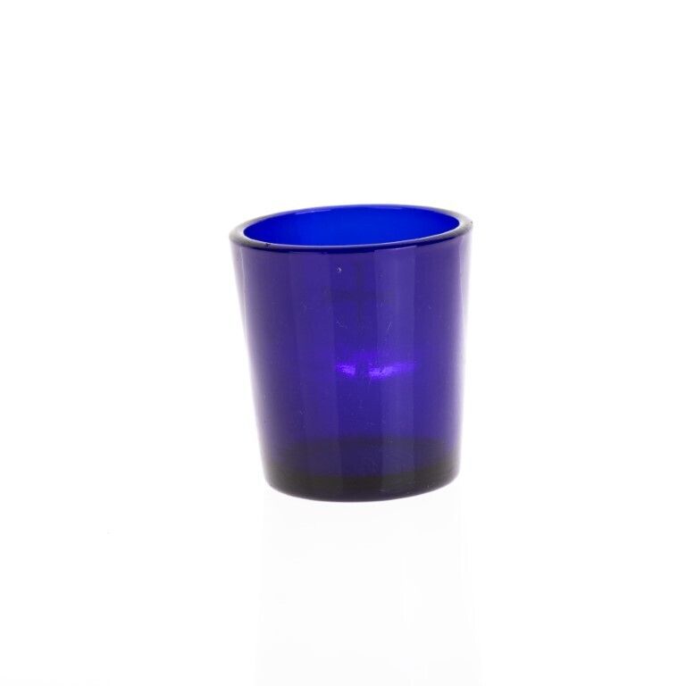 Antique Victorian Cobalt Blue Glass Christening Cup With Etched Cross 19th Century photo for sale