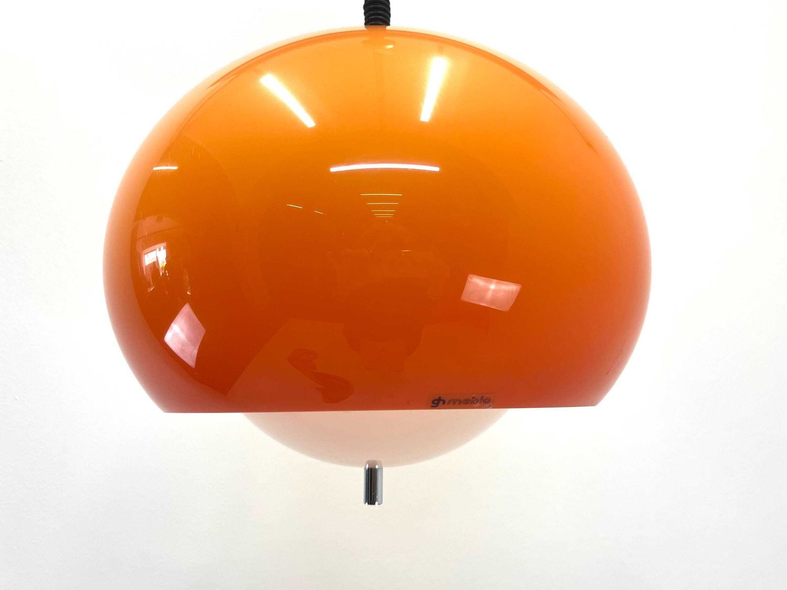 Space Age Meblo Lamp / Orange Pendant Lamp / Meblo Yugoslavia 70s / Ball Lamp / Futuristic Ceiling Light / Adjustable Lamp photo furniture