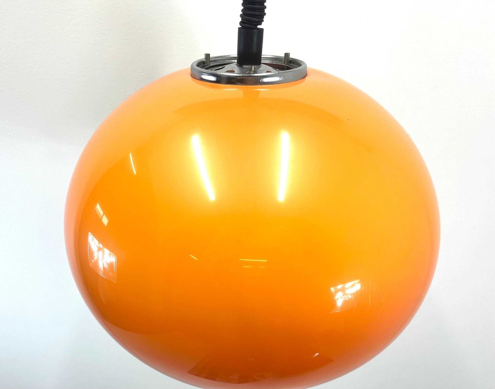 Space Age Meblo Lamp / Orange Pendant Lamp / Meblo Yugoslavia 70s / Ball Lamp / Futuristic Ceiling Light / Adjustable Lamp photo 400.0