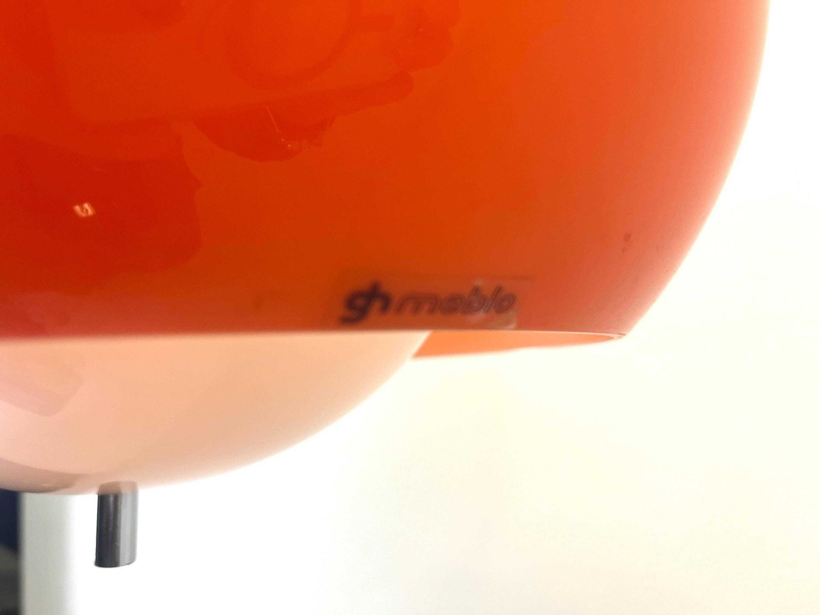 Space Age Meblo Lamp / Orange Pendant Lamp / Meblo Yugoslavia 70s / Ball Lamp / Futuristic Ceiling Light / Adjustable Lamp photo vinterior